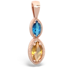 London Topaz Antique-Style Halo 14K Rose Gold pendant P5700