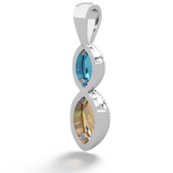 London Topaz Antique-Style Halo 14K White Gold pendant P5700