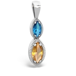 London Topaz Antique-Style Halo 14K White Gold pendant P5700