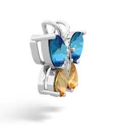 London Topaz Butterfly 14K White Gold pendant P2215