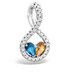 London Topaz Pave Twist 'One Heart' 14K White Gold pendant P5360