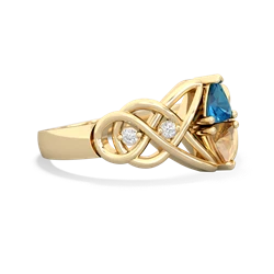 London Topaz Keepsake Celtic Knot 14K Yellow Gold ring R5300