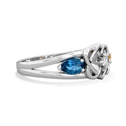 London Topaz Hearts Intertwined 14K White Gold ring R5880