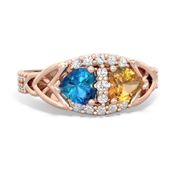 London Topaz Sparkling Celtic Knot 14K Rose Gold ring R2645