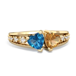 London Topaz Heart To Heart 14K Yellow Gold ring R3342