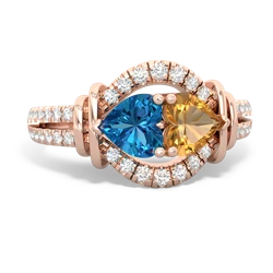 London Topaz Art-Deco Keepsake 14K Rose Gold ring R5630