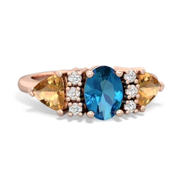 London Topaz Antique Style Three Stone 14K Rose Gold ring R2186