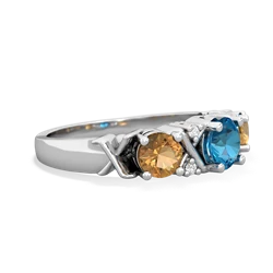 London Topaz Hugs And Kisses 14K White Gold ring R5016