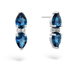 London Topaz Bowtie Drop 14K White Gold earrings E0865