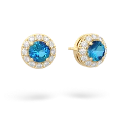 London Topaz Diamond Halo 14K Yellow Gold earrings E5370