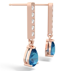 London Topaz Art Deco Diamond Drop 14K Rose Gold earrings E5324