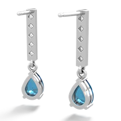 London Topaz Art Deco Diamond Drop 14K White Gold earrings E5324