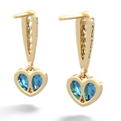 London Topaz Filligree Heart 14K Yellow Gold earrings E5070