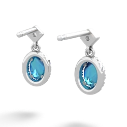 London Topaz Antique-Style Halo 14K White Gold earrings E5720