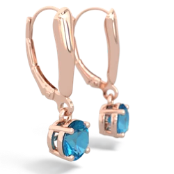 London Topaz 6Mm  Round Lever Back 14K Rose Gold earrings E2786