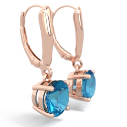 London Topaz 8Mm  Round Lever Back 14K Rose Gold earrings E2788