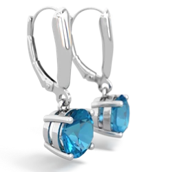 London Topaz 8Mm Round Lever Back 14K White Gold earrings E2788