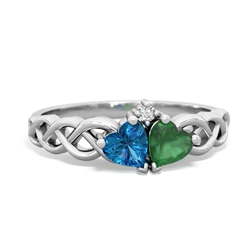 London Topaz Heart To Heart Braid 14K White Gold ring R5870