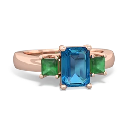 London Topaz Three Stone Emerald-Cut Trellis 14K Rose Gold ring R4021