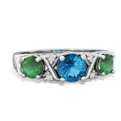 London Topaz Hugs And Kisses 14K White Gold ring R5016