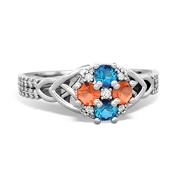 London Topaz Celtic Knot Cluster Engagement 14K White Gold ring R26443RD