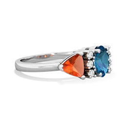 London Topaz Antique Style Three Stone 14K White Gold ring R2186