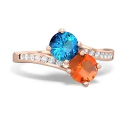 London Topaz Channel Set Two Stone 14K Rose Gold ring R5303