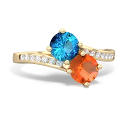 London Topaz Channel Set Two Stone 14K Yellow Gold ring R5303