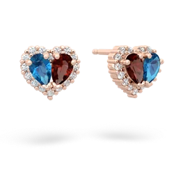 London Topaz Halo 14K Rose Gold earrings E7008