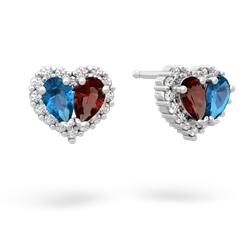 London Topaz Halo 14K White Gold earrings E7008