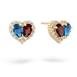 London Topaz Halo 14K Yellow Gold earrings E7008