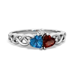 London Topaz Heart To Heart Braid 14K White Gold ring R5870