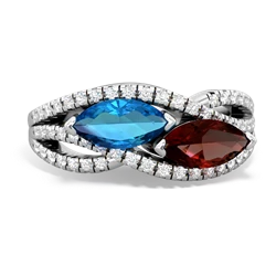 London Topaz Diamond Rivers 14K White Gold ring R3070