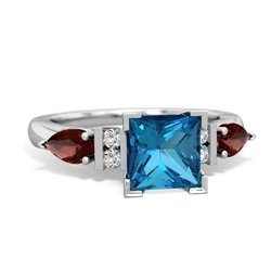 London Topaz 6Mm Princess Eternal Embrace Engagement 14K White Gold ring C2002