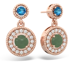 London Topaz Halo Dangle 14K Rose Gold earrings E5319