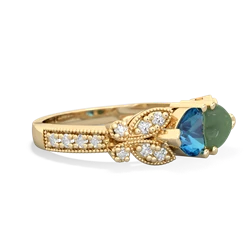 London Topaz Diamond Butterflies 14K Yellow Gold ring R5601