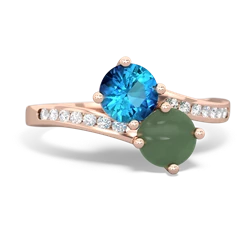 London Topaz Channel Set Two Stone 14K Rose Gold ring R5303