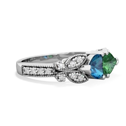 London Topaz Diamond Butterflies 14K White Gold ring R5601