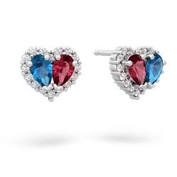 London Topaz Halo 14K White Gold earrings E7008