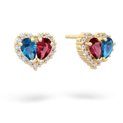 London Topaz Halo 14K Yellow Gold earrings E7008