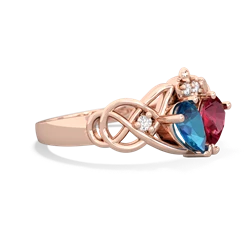 London Topaz 'One Heart' Celtic Knot Claddagh 14K Rose Gold ring R5322