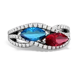 London Topaz Diamond Rivers 14K White Gold ring R3070