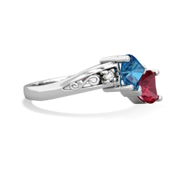 London Topaz Snuggling Hearts 14K White Gold ring R2178