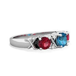 London Topaz Hugs And Kisses 14K White Gold ring R5016