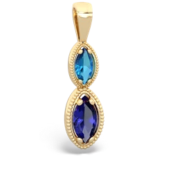 London Topaz Antique-Style Halo 14K Yellow Gold pendant P5700