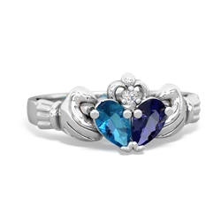 London Topaz 'Our Heart' Claddagh 14K White Gold ring R2388