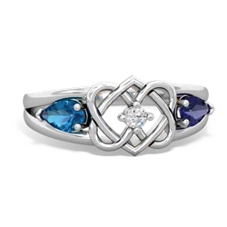 London Topaz Hearts Intertwined 14K White Gold ring R5880