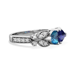 London Topaz Diamond Butterflies 14K White Gold ring R5601