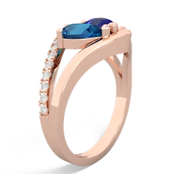 London Topaz Nestled Heart Keepsake 14K Rose Gold ring R5650