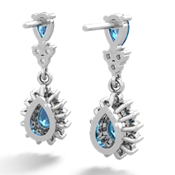 London Topaz Halo Pear Dangle 14K White Gold earrings E1882